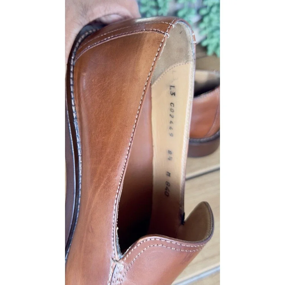 Cole Haan Men’s 8.5 M Brown Leather Square Toe Slip On Loafers Made Italy